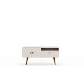 Designed To Furnish Tribeca Mid-Century Modern TV Stand with Solid Wood Legs in Off White, 26.77 x 53.94 x 15.75 in. DE2616263